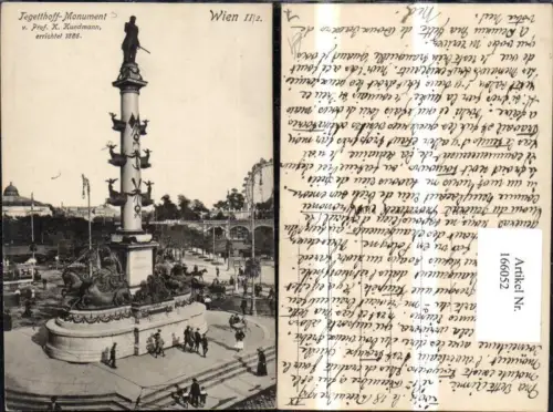 166052,Wien 2 Leopoldstadt Praterstern Tegetthoffmonument Personen Strassenbahn 1919