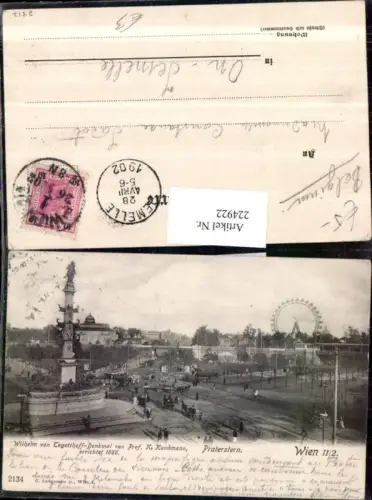 224922,Wien Leopoldstadt Praterstern Tegetthoff-Denkmal m.Riesenrad