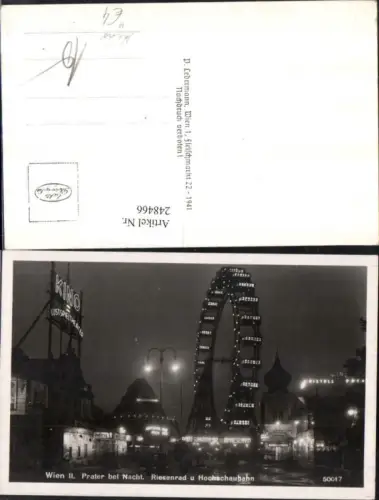 248466,Wien Leopoldstadt Prater b. Nacht Riesenrad m. Hochschaubahn u. Kino
