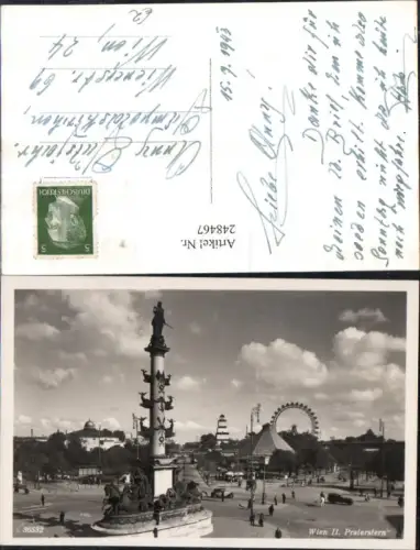 248467,Wien Leopoldstadt Praterstern Tegetthoff-Denkmal m. Kino u. Riesenrad