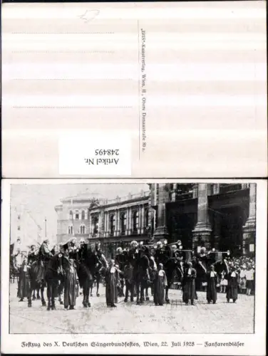 248495,Wien Leopoldstadt Festzug d. 10. Deutschen Sängerbundfestes 1928 Fanfarenbläser Pferde