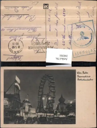 248501,Wien Leopoldstadt Prater b. Nacht Riesenrad Hochschaubahn u. Kino