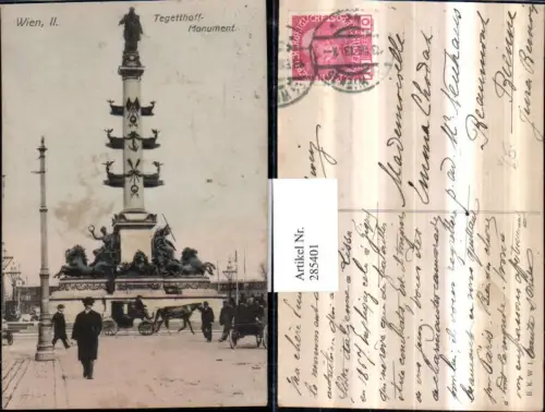 285401,Wien Leopoldstadt Tegetthoff-Monument Denkmal Kutsche pub Brüder Kohn B.K.W.I.
