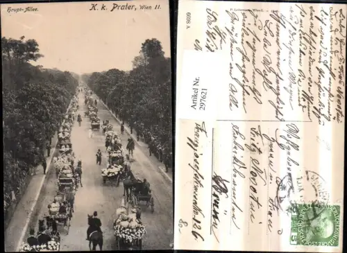297621,Wien Leopoldstadt K.k. Prater Hauptallee Straßenansicht Kutschen