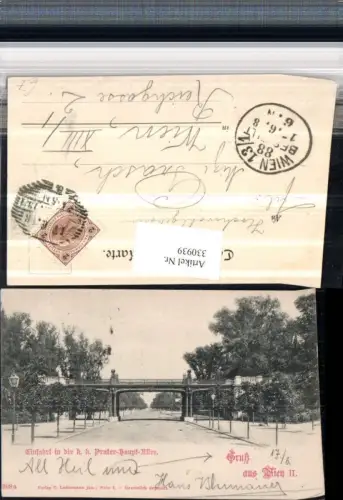 330939,Gruß aus Wien Leopoldstadt Einfahrt in die k.k. Prater-Hauptallee Brücke