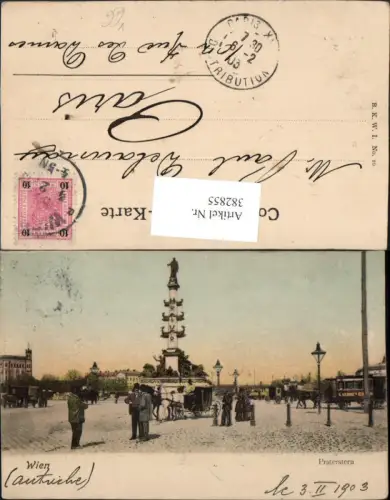 382855,Wien Leopoldstadt Praterstern Tegetthoff-Monument Säule Kutsche pub B.K.W.I. 16