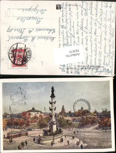 382875,Künstler AK P. Kaspar Wien Leopoldstadt Praterstern Tegetthoff-Denkmal Riesenrad