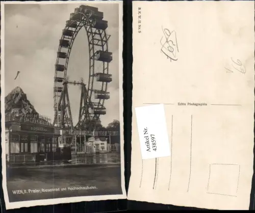 438597,Wien Leopoldstadt Prater Riesenrad u. Hochschaubahn Prohaska pub B.K.W.I. 5