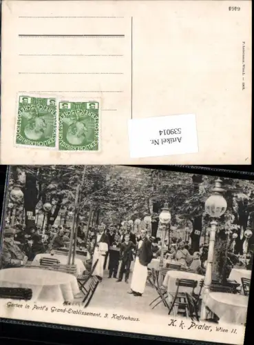 539014,tolle AK Wien Leopoldstadt Prater Garten Pertl`s Grand Etablissement Kaffeehaus