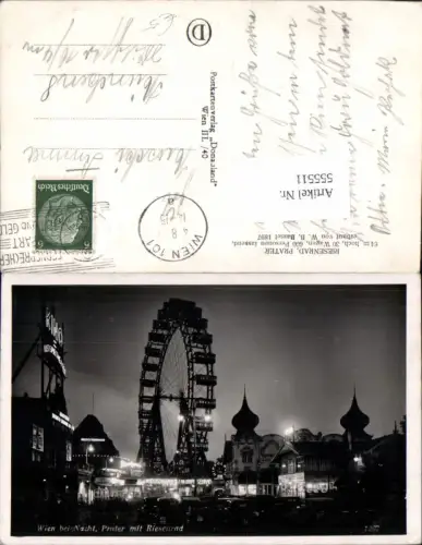 555511,Wien Leopoldstadt bei Nacht Prater Kino Riesenrad
