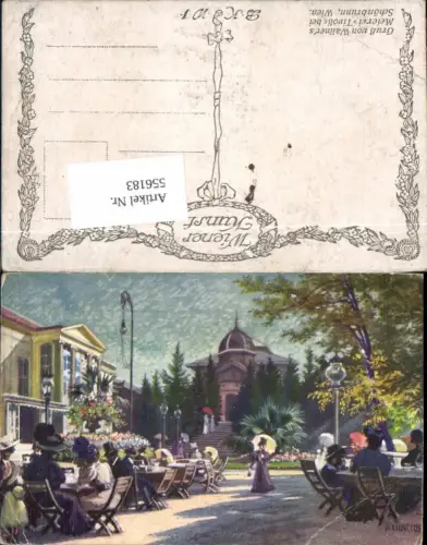 556183,Künstler AK R. Ulreich Wien Hietzing Schönbrunn Tivoli Wallners Meierei pub B.K.W.I.