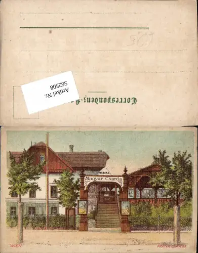 562508,seltene Lithographie Wien Leopoldstadt Prater Csarda Magyar-Csarda