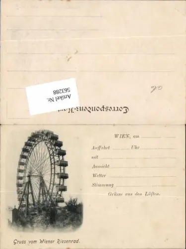 563288,tolle AK Wien Gruß vom Wiener Riesenrad Prater Leopoldstadt ZUM AUSFÜLLEN