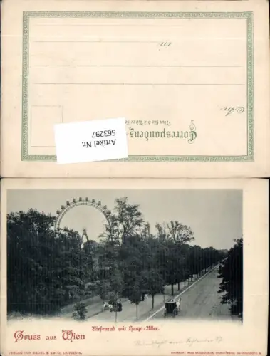 563297,tolle AK Wien Leopoldstadt Prater Riesenrad Haupt Allee pub Regel e Krug