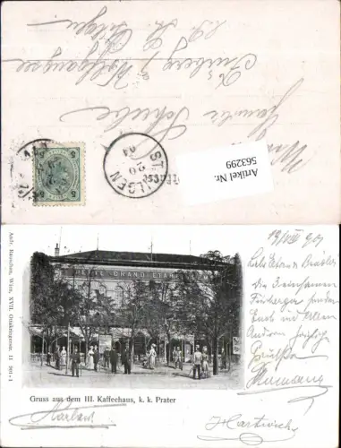 563299,tolle AK Wien Leopoldstadt Prater Gruß aus dem III. Kaffeehaus 1901