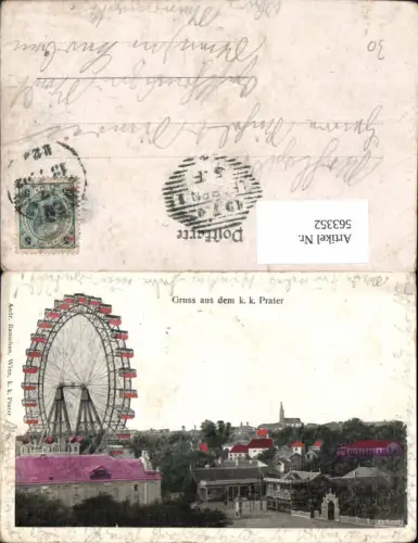 563352,Wien Leopoldstadt Gruß aus dem k. k. Prater Riesenrad