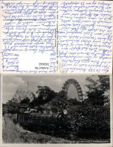 592642,Wien Leopoldstadt Prater Liliputbahn Riesenrad u. Hochschaubahn Dampflok Vienna