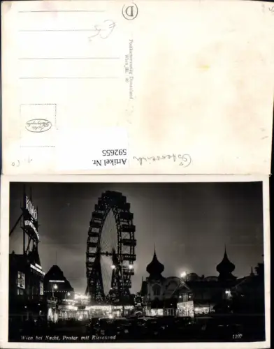 592655,Foto Ak Wien Leopoldstadt Prater m. Riesenrad b. Nacht Vienna