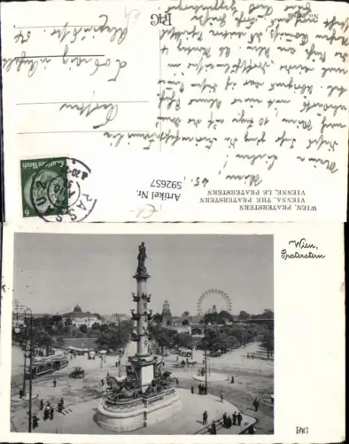 592657,Wien Leopoldstadt Praterstern Tegetthoff-Denkmal Straßenbahn Vienna