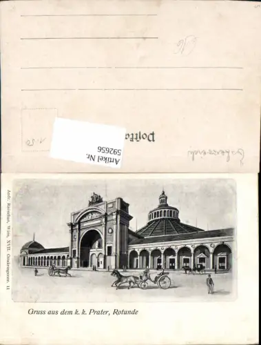 592656,Litho Wien Leopoldstadt K.k. Prater Rotunde Kutsche Vienna