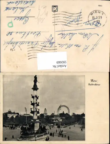 592669,Foto Ak Wien Leopoldstadt Praterstern Tegetthoff-Denkmal Uhr Vienna