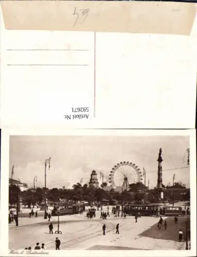 592671,Foto Ak Wien Leopoldstadt Praterstern Tegetthoff-Denkmal Straßenbahn Vienna