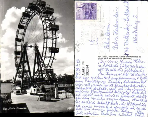 592694,Foto Ak Wien Leopoldstadt Prater Riesenrad Vienna