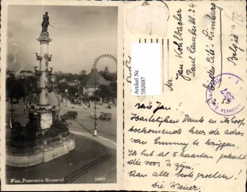 592697,Foto Ak Wien Leopoldstadt Praterstern Tegetthoff-Denkmal Riesenrad Vienna