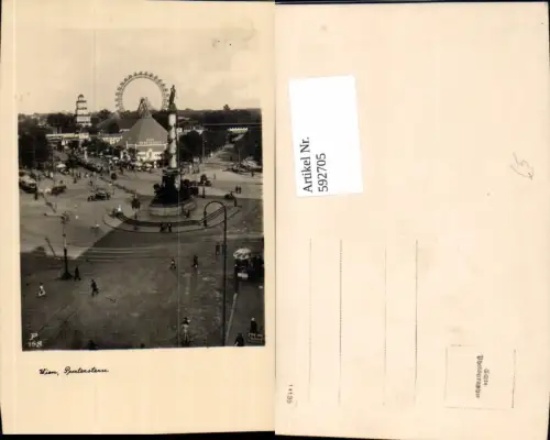 592705,Foto Ak Wien Leopoldstadt Praterstern Tegetthoff-Denkmal Riesenrad Vienna