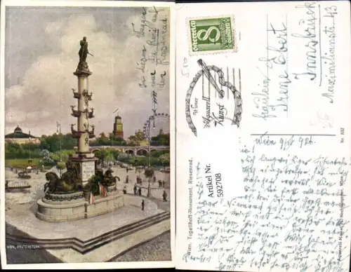 592708,Künstler Ak Wien Leopoldstadt Praterstern Tegetthoff-Denkmal Vienna