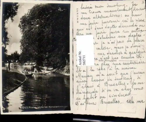 592711,Foto Ak Wien Leopoldstadt Prater Idylle b. Konstantinhügel Teich Ruderboot Boot Vienna