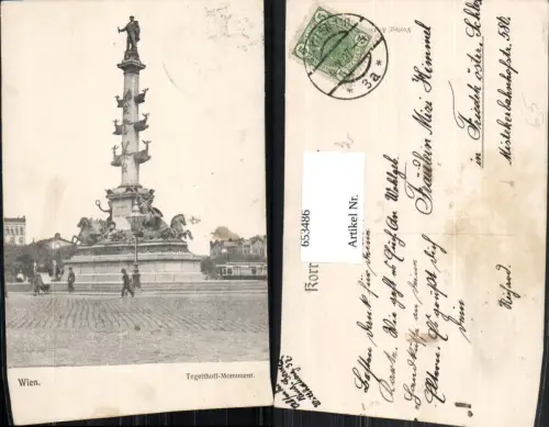 653486,Wien Vienna Leopoldstadt Tegetthoff-Monument Straßenbahn i. Hintergrund