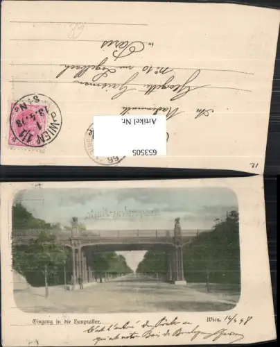 653505,Wien Vienna Leopoldstadt Eingang Hauptallee Prater 1898 Brücke
