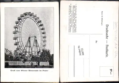 666721,Klappkarte dreitilig Wien Leopoldstadt Prater Riesenrad selten!!!