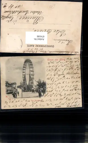 674106,Gruss aus Wien Leopoldstadt Prater Riesenrad 1913