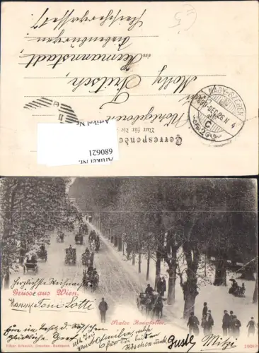 680621 Grüsse aus Wien Leopoldstadt Prater Hauptallee 1900 pub Edgar Schmidt Dresden 1920 b