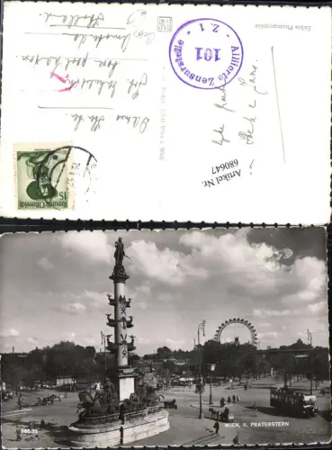 680647 Wien Leopoldstadt Praterstern Tegetthoff-Denkmal Bus Autobus Uhr