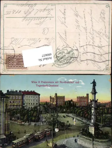 680657 Wien Leopoldstadt Praterstern Tegetthoff-Denkmal Nordbahnhof Straßenbahn