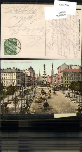680662 Wien Leopoldstadt Praterstern Tegetthoff-Denkmal Straßenbahn Kutschen
