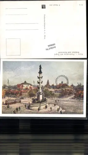 680666 Künstler AK P. Kaspar Wien Leopoldstadt Praterstern Tegetthoff-Denkmal