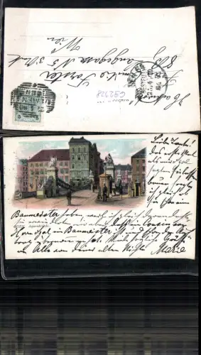 692328 tolle Lithographie Wien Leopoldstadt Aspernbrücke 1898