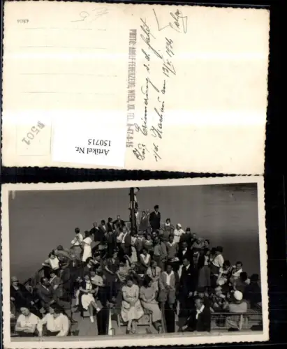 150715,Wien Brigittenau FotoAk Gruppenbild auf Schiff Donau 1934