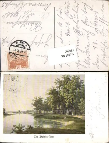 438863,Künstler AK Wien Brigittenau Brigitte-Aue Fluss
