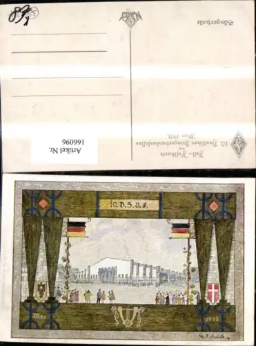 166096,Wien 3 Landstrasse Festpostkarte 10 Dt Sängerbundesfestes 1928 Sängerhalle sign G. F. Schütz