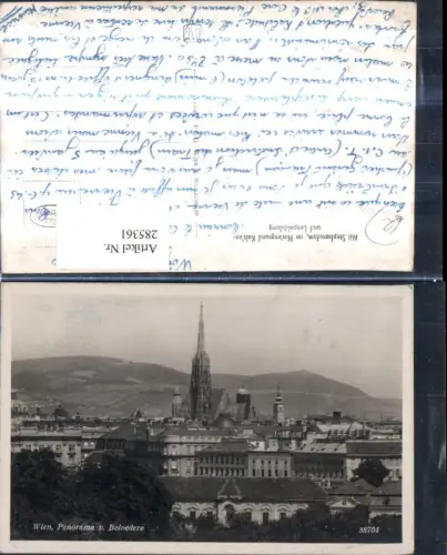285361,Wien Landstraße Teilansicht Stephansdom u. Leopoldsberg Kahlenberg vom Belvedere