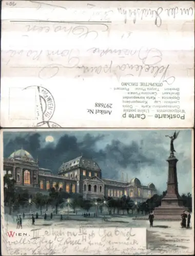 297688,Wien Landstraße Universität u. Liebenberg-Denkmal b. Nacht Mondschein