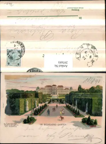297693,Litho AK Wien Landstraße Belvedere Schloss m. Garten