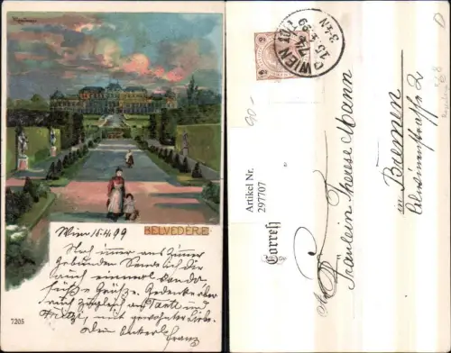 297707,Künstler Litho AK Rosenberger Wien Landstraße Belvedere Schloss m. Garten