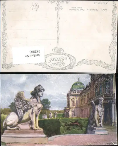 382803,Künstler AK J. Wachsmann Wien Landstraße Schloss Belvedere Statue pub B.K.W.I. 946/9