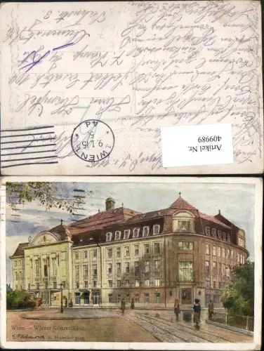 409989,Künstler AK E. F. Hofecker Wien Landstraße Wiener Konzerthaus pub B.K.W.I.